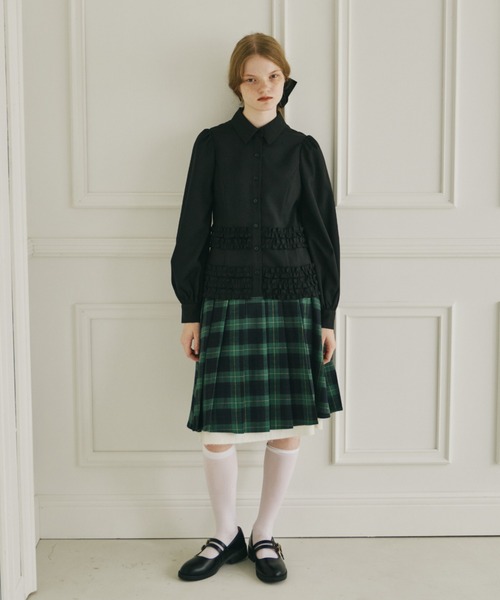idem（イデム）の「layered medium pleats skirt / レイヤード風ミディ