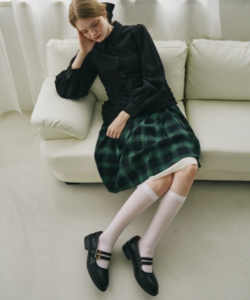 idem（イデム）の「layered medium pleats skirt / レイヤード風ミディスカート（スカート・レディース・グレー/グリーン/ブラック/その他/モカ/ベージュ・FREE）」の9枚目の写真