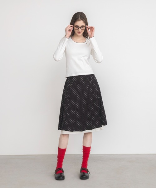 layered medium pleats skirt / レイヤード風ミディスカート（スカート