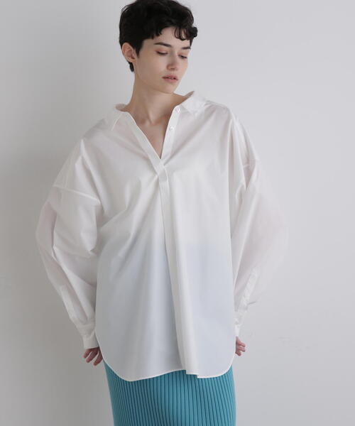 LE PHIL(ルフィル)の「◆ラスターブロードバックスリットブラウス(シャツ/ブラウス・レディース・ホワイト/ブルー/ブラック・F)」の8枚目の写真