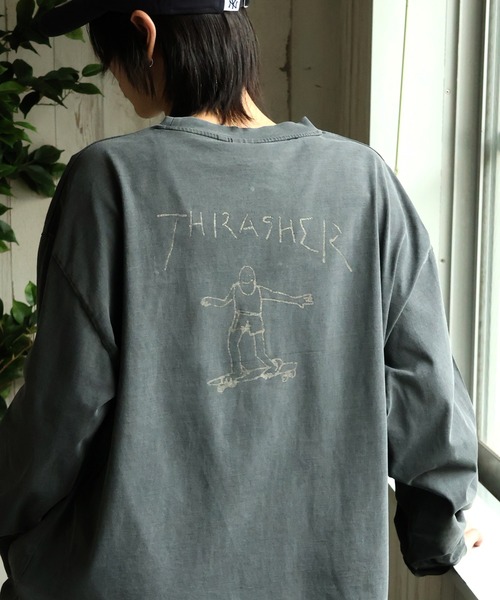 THRASHER(スラッシャー)の「【THRASHER/スラッシャー】マークゴンザレスアート ピグメント加工 ロングスリーブTシャツ(Tシャツ/カットソー・メンズ・チャコール/ネイビー/ブラウン/ピンク・M/L/XL)」の2枚目の写真