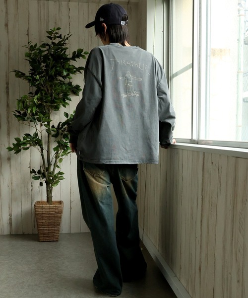 THRASHER(スラッシャー)の「【THRASHER/スラッシャー】マークゴンザレスアート ピグメント加工 ロングスリーブTシャツ(Tシャツ/カットソー・メンズ・チャコール/ネイビー/ブラウン/ピンク・M/L/XL)」の14枚目の写真