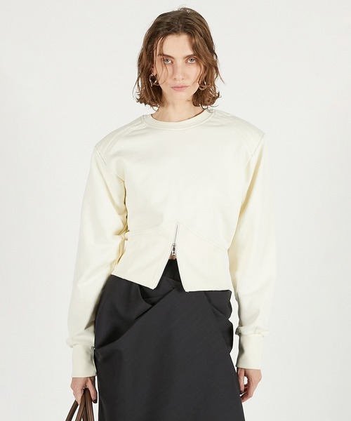 フロントジップショルダーパットスウェット / Front Zip Shoulder Pad