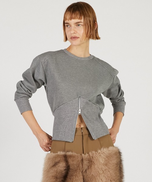 フロントジップショルダーパットスウェット / Front Zip Shoulder Pad