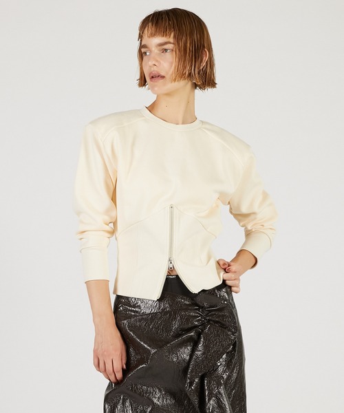 フロントジップショルダーパットスウェット / Front Zip Shoulder Pad