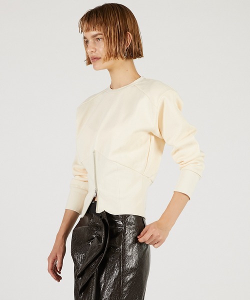 PRANK PROJECT（プランクプロジェクト）の「フロントジップショルダーパットスウェット / Front Zip Shoulder Pad Sweatshirt（スウェット・レディース・グレー/ブラック/アイボリー・FREE）」の8枚目の写真