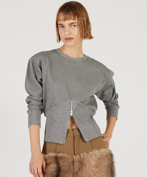 PRANK PROJECT（プランクプロジェクト）の「フロントジップショルダーパットスウェット / Front Zip Shoulder Pad Sweatshirt（スウェット・レディース・グレー/ブラック/アイボリー・FREE）」の11枚目の写真