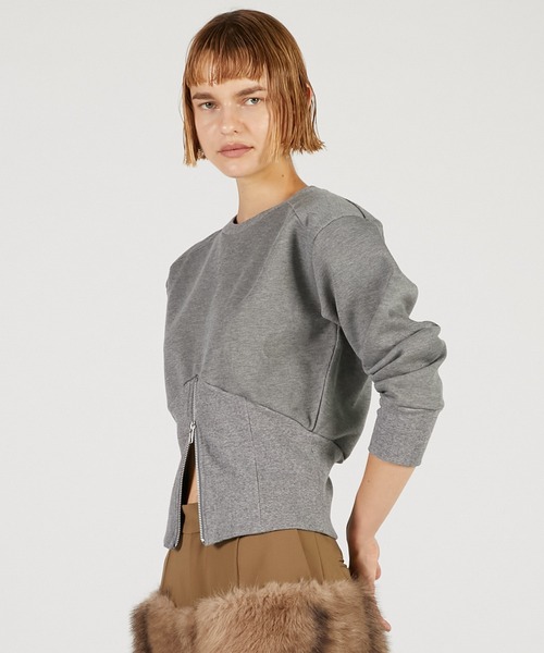 PRANK PROJECT（プランクプロジェクト）の「フロントジップショルダーパットスウェット / Front Zip Shoulder Pad Sweatshirt（スウェット・レディース・グレー/ブラック/アイボリー・FREE）」の12枚目の写真