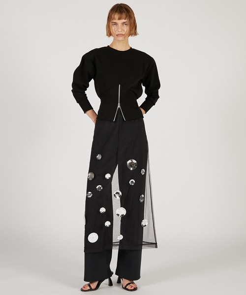 PRANK PROJECT（プランクプロジェクト）の「フロントジップショルダーパットスウェット / Front Zip Shoulder Pad Sweatshirt（スウェット・レディース・グレー/ブラック/アイボリー・FREE）」の6枚目の写真