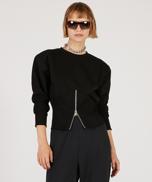 PRANK PROJECT（プランクプロジェクト）の「フロントジップショルダーパットスウェット / Front Zip Shoulder Pad Sweatshirt（スウェット・レディース・グレー/ブラック/アイボリー・FREE）」の22枚目の写真