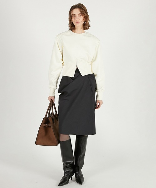 PRANK PROJECT（プランクプロジェクト）の「フロントジップショルダーパットスウェット / Front Zip Shoulder Pad Sweatshirt（スウェット・レディース・グレー/ブラック/アイボリー・FREE）」の18枚目の写真