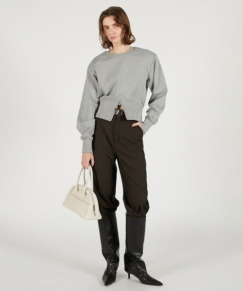 PRANK PROJECT（プランクプロジェクト）の「フロントジップショルダーパットスウェット / Front Zip Shoulder Pad Sweatshirt（スウェット・レディース・グレー/ブラック/アイボリー・FREE）」の19枚目の写真