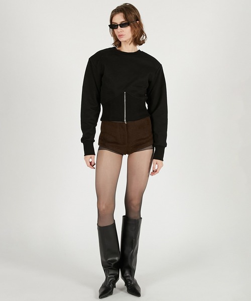 PRANK PROJECT（プランクプロジェクト）の「フロントジップショルダーパットスウェット / Front Zip Shoulder Pad Sweatshirt（スウェット・レディース・グレー/ブラック/アイボリー・FREE）」の20枚目の写真