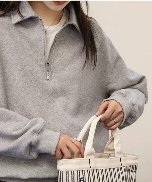 Teem Store(チームストア)の「ハーフジップスウェットシャツ(スウェット・レディース・ネイビー/グレー/ブラック/ライトグレー/チャコール・M/L)」の6枚目の写真