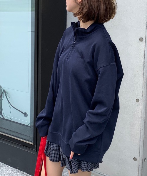 Teem Store(チームストア)の「ハーフジップスウェットシャツ(スウェット・レディース・ネイビー/グレー/ブラック/ライトグレー/チャコール・M/L)」の21枚目の写真