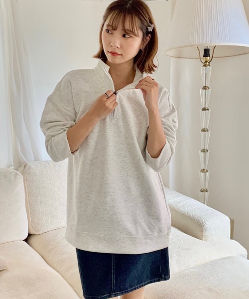 Teem Store(チームストア)の「ハーフジップスウェットシャツ(スウェット・レディース・ネイビー/グレー/ブラック/ライトグレー/チャコール・M/L)」の10枚目の写真