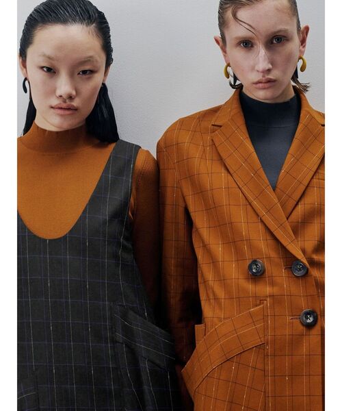UN3D.（アンスリード）の「LINE CHECK INSERT DESIGN JK / ラインチェックインサートデザインジャケット（テーラードジャケット・レディース・キャメル/グレー・38/36）」の7枚目の写真