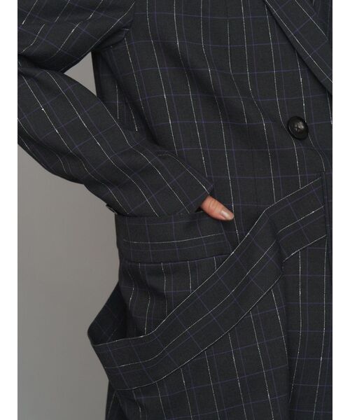 UN3D.（アンスリード）の「LINE CHECK INSERT DESIGN JK / ラインチェックインサートデザインジャケット（テーラードジャケット・レディース・キャメル/グレー・38/36）」の12枚目の写真