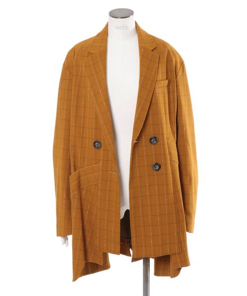 UN3D.（アンスリード）の「LINE CHECK INSERT DESIGN JK / ラインチェックインサートデザインジャケット（テーラードジャケット・レディース・キャメル/グレー・38/36）」の16枚目の写真