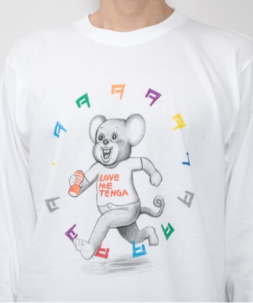 漫☆画太郎×TENGA マルチカラードクミ 長袖Tシャツ ホワイト（T