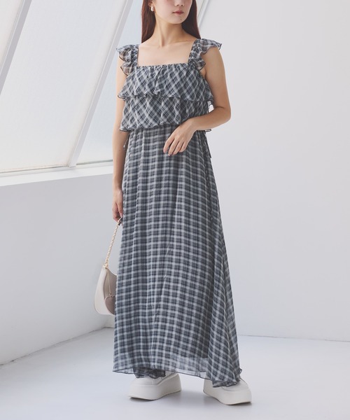 one after another NICE CLAUP(ワンアフターアナザーナイスクラップ)の「サイドリボンキャミワンピース(ワンピース・レディース・ドット/ブラック/ブラック系その他/ブラウン・FREE)」の3枚目の写真