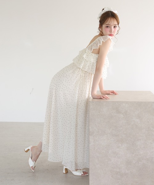 one after another NICE CLAUP(ワンアフターアナザーナイスクラップ)の「サイドリボンキャミワンピース(ワンピース・レディース・ドット/ブラック/ブラック系その他/ブラウン・FREE)」の10枚目の写真