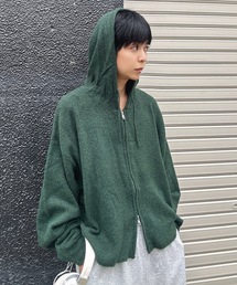 MandO（Auntie Rosa） | ショート丈ニットジップフーディ/ニットパーカー(ニット/セーター)