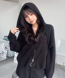 ジップアップ」に該当するメンズのニット/セーター（ブラック/黒色系