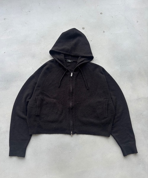 MandO（Auntie Rosa）（エムオー）の「ショート丈ニットジップフーディ/ニットパーカー（ニット/セーター・メンズ・ブラック/グリーン・LARGE/MEDIUM）」の5枚目の写真