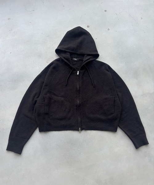 MandO（Auntie Rosa）（エムオー）の「ショート丈ニットジップフーディ/ニットパーカー（ニット/セーター・メンズ・ブラック/グリーン・LARGE/MEDIUM）」の6枚目の写真