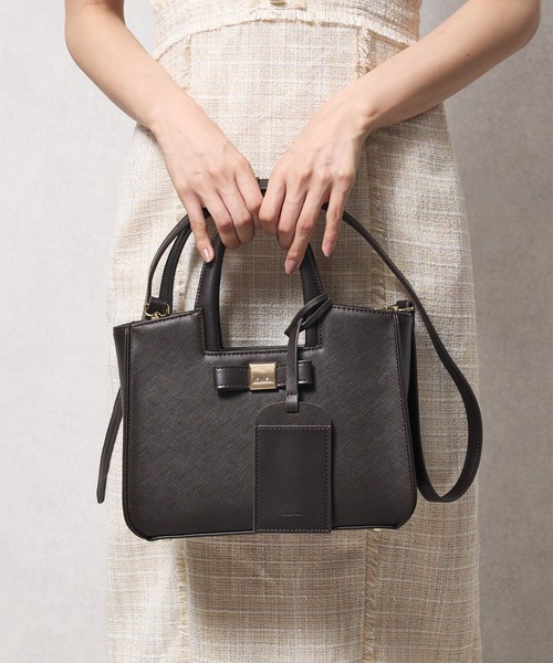 dazzlin（ダズリン）の「【dazzlin/ダズリン】バレッタリボン　カードケース付 両アオリポケット　花柄裏地トートバッグ／500mlペットボトル収納可（トートバッグ・レディース・ベージュ/ダークブラウン/ブラック×ホワイト/ブラック/グレー・FREE）」の4枚目の写真