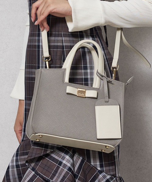 dazzlin（ダズリン）の「【dazzlin/ダズリン】バレッタリボン　カードケース付 両アオリポケット　花柄裏地トートバッグ／500mlペットボトル収納可（トートバッグ・レディース・ベージュ/ダークブラウン/ブラック×ホワイト/ブラック/グレー・FREE）」の8枚目の写真