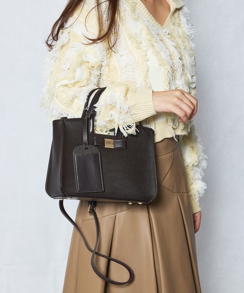 dazzlin（ダズリン）の「【dazzlin/ダズリン】バレッタリボン　カードケース付 両アオリポケット　花柄裏地トートバッグ／500mlペットボトル収納可（トートバッグ・レディース・ベージュ/ダークブラウン/ブラック×ホワイト/ブラック/グレー・FREE）」の9枚目の写真