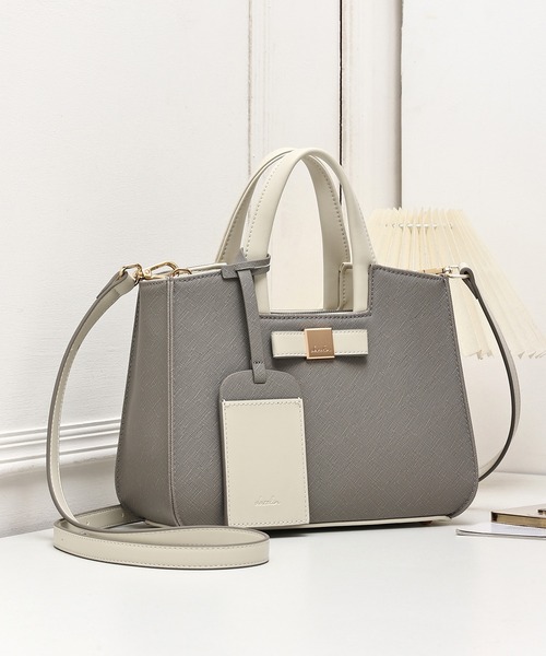 dazzlin（ダズリン）の「【dazzlin/ダズリン】バレッタリボン　カードケース付 両アオリポケット　花柄裏地トートバッグ／500mlペットボトル収納可（トートバッグ・レディース・ベージュ/ダークブラウン/ブラック×ホワイト/ブラック/グレー・FREE）」の7枚目の写真