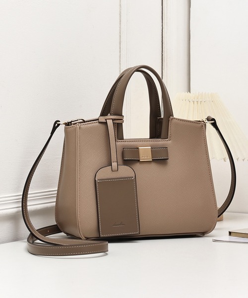 dazzlin（ダズリン）の「【dazzlin/ダズリン】バレッタリボン　カードケース付 両アオリポケット　花柄裏地トートバッグ／500mlペットボトル収納可（トートバッグ・レディース・ベージュ/ダークブラウン/ブラック×ホワイト/ブラック/グレー・FREE）」の10枚目の写真