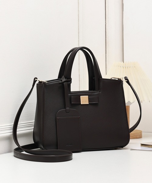 dazzlin（ダズリン）の「【dazzlin/ダズリン】バレッタリボン　カードケース付 両アオリポケット　花柄裏地トートバッグ／500mlペットボトル収納可（トートバッグ・レディース・ベージュ/ダークブラウン/ブラック×ホワイト/ブラック/グレー・FREE）」の12枚目の写真