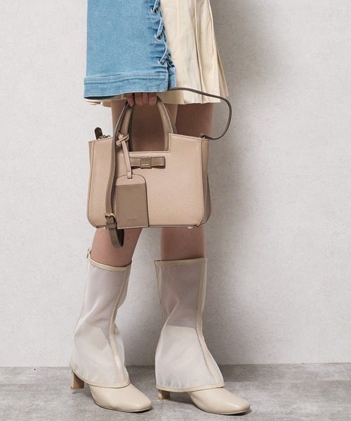 dazzlin（ダズリン）の「【dazzlin/ダズリン】バレッタリボン　カードケース付 両アオリポケット　花柄裏地トートバッグ／500mlペットボトル収納可（トートバッグ・レディース・ベージュ/ダークブラウン/ブラック×ホワイト/ブラック/グレー・FREE）」の16枚目の写真