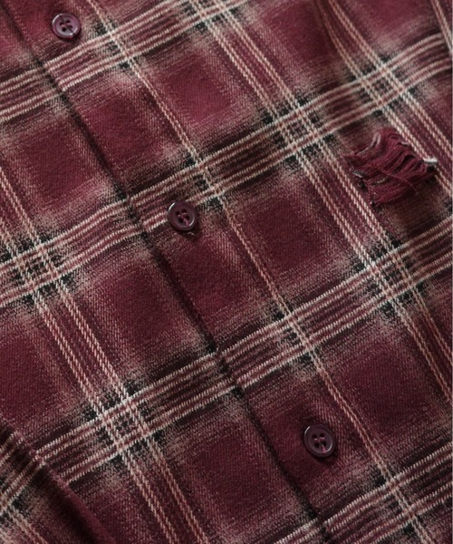 KUUUPY（クーピー）の「Distressed Ombre Check Shirt - ダメージオンブレチェックシャツ（シャツ/ブラウス・メンズ・ブラック/レッド/ネイビー・LARGE/MEDIUM/SMALL）」の17枚目の写真