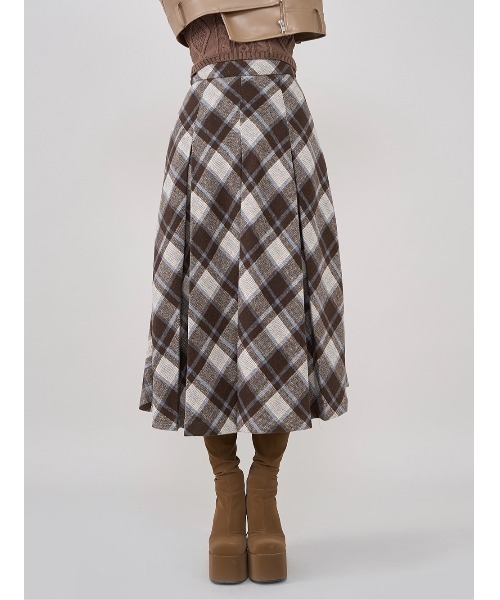 ダーリッチ マルチカラーチェックミディスカート チャコールグレー S ダーリッチ Darich マルチカラーチェックミディスカート