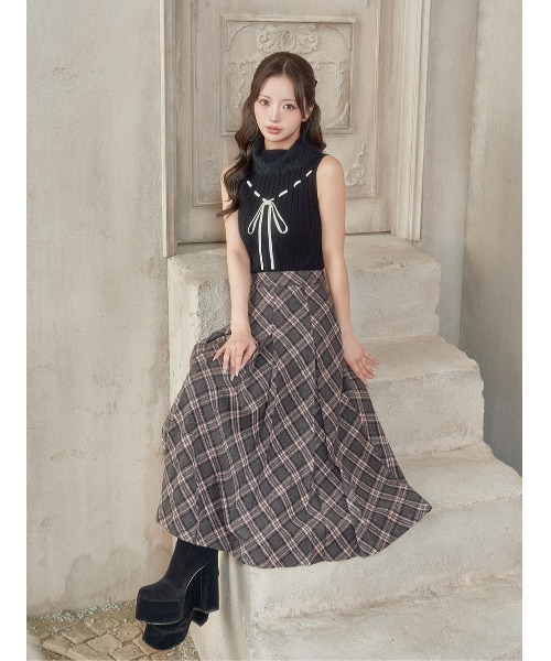 ダーリッチ マルチカラーチェックミディスカート チャコールグレー S マルチカラーチェックミディスカート（スカート）｜Darich（ダーリッチ
