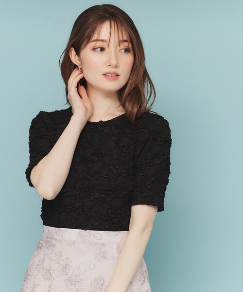 index（インデックス）の「ジャカードコンパクトトップス【洗濯機洗い可】（Tシャツ/カットソー・レディース・オフホワイト/ブラック/イエロー系その他・00）」の8枚目の写真