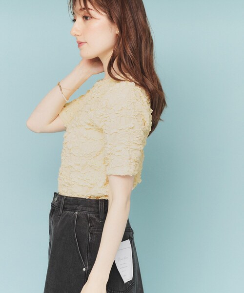 index（インデックス）の「ジャカードコンパクトトップス【洗濯機洗い可】（Tシャツ/カットソー・レディース・オフホワイト/ブラック/イエロー系その他・00）」の14枚目の写真