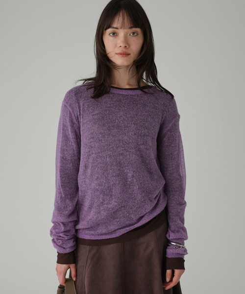 美品 BABYLONE バビロン スウェット SWEAT チャコールグレー シアークルーネックプルオーバー（ニット/セーター）｜BABYLONE