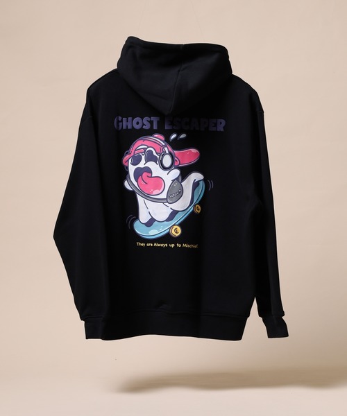 FUNALIVE(ファンアライブ)の「オバケスケボープリントパーカー unisex(パーカー・メンズ・ブラック/ホワイト・M/L)」の2枚目の写真