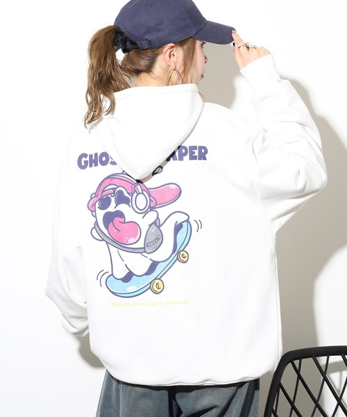 FUNALIVE(ファンアライブ)の「オバケスケボープリントパーカー unisex(パーカー・メンズ・ブラック/ホワイト・M/L)」の9枚目の写真