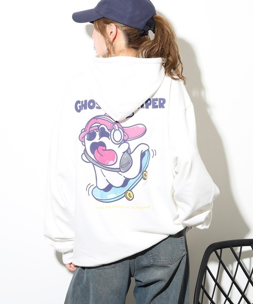 FUNALIVE(ファンアライブ)の「オバケスケボープリントパーカー unisex(パーカー・メンズ・ブラック/ホワイト・M/L)」の10枚目の写真