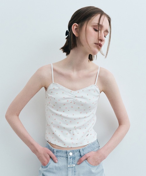 MARITHE + FRANCOIS GIRBAUD(マリテフランソワジルボー)の「W FLOWER CROP SLEEVELESS TEE(Tシャツ/カットソー・レディース・White/グレー系・SMALL/MEDIUM)」の2枚目の写真