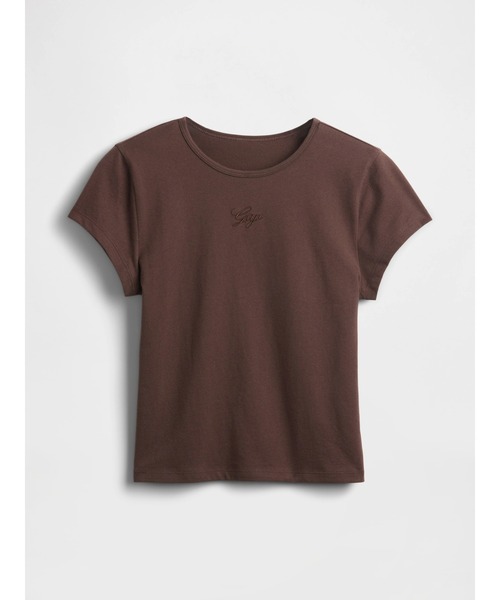 GAP(ギャップ)の「コットンジャージー クロップド GAPロゴTシャツ(Tシャツ/カットソー・レディース・ブラウン/グリーン/ワイン/ブラック・XS/L/M/S/XL/XXS)」の7枚目の写真