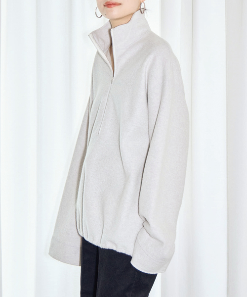 CITYSHOP（シティーショップ）の「FELTED WOOL HALF ZIP TOP：カットソー（Tシャツ/カットソー・レディース・ホワイト/チャコールグレー・FREE）」の9枚目の写真