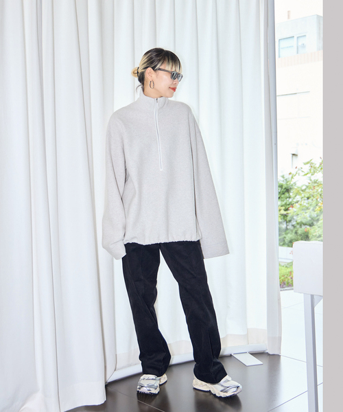 CITYSHOP（シティーショップ）の「FELTED WOOL HALF ZIP TOP：カットソー（Tシャツ/カットソー・レディース・ホワイト/チャコールグレー・FREE）」の11枚目の写真